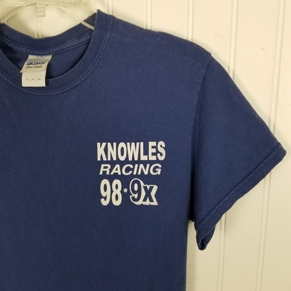 Knowles Racing 98 9X Vintage Graphic Tshirt Blue Auto Car Men's Size Small - Picture 4 of 9